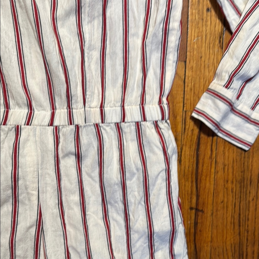 VANESSA BRUNO Women's 100% Cotton Striped V-Neck Button-Up Romper Comfy Size 42‎ - Picture 13 of 14